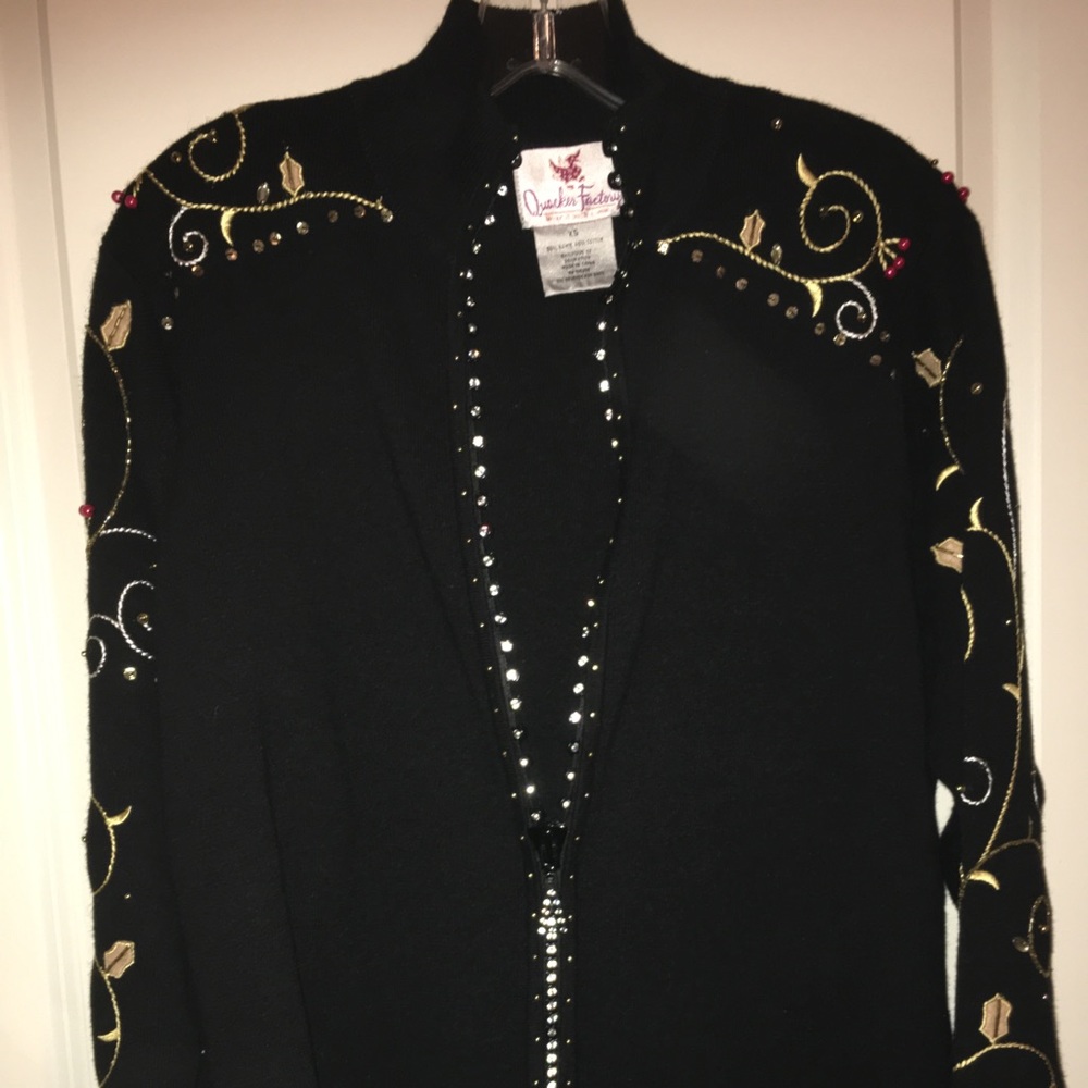 Quacker Factory Rhinestone Cardigan Sweater XS